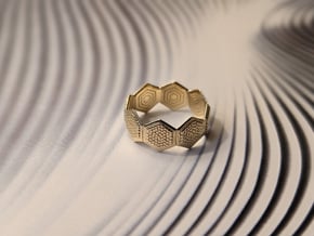 Hexagon ring, "Seeds of Life" eternity band in Vermeil