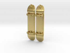 Skateboard I - Drop Earrings in Natural Brass