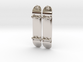 Skateboard I - Drop Earrings in Rhodium Plated Brass