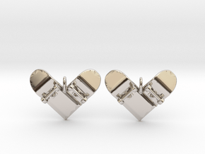 Skateboard II (heart shaped) - Drop Earrings in Rhodium Plated Brass
