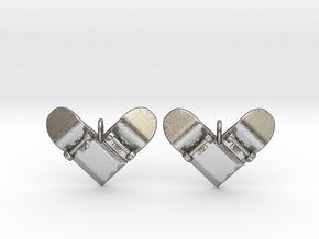 Skateboard II (heart shaped) - Drop Earrings in Natural Silver