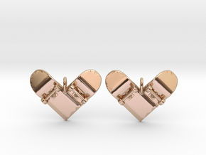 Skateboard II (heart shaped) - Drop Earrings in 9K Rose Gold 