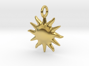 Small sun pendant in Polished Brass