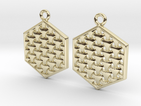 Knitted triangles in hexa in 9K Yellow Gold 