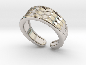 Tiled ring in Rhodium Plated Brass