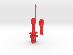 1/350 Tillman IV-2 Cage Masts (1920) in Red Smooth Versatile Plastic