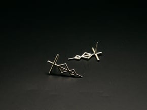 Runish Rhombus - Post Earrings in Natural Silver