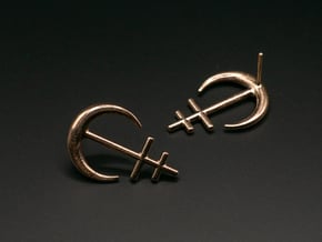 Runish Moon South - Post Earrings in Natural Bronze