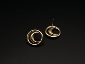 East Moon - Post Earrings in Natural Brass
