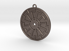 Sonnenrad - Black Sun - Sun Wheel Medallion in Polished Bronzed-Silver Steel