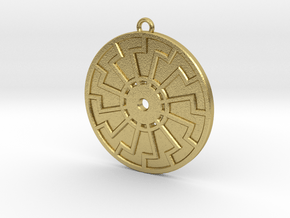 Sonnenrad - Black Sun - Sun Wheel Medallion in Natural Brass
