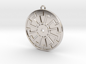 Sonnenrad - Black Sun - Sun Wheel Medallion in Rhodium Plated Brass