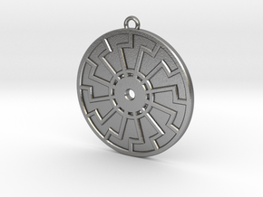 Sonnenrad - Black Sun - Sun Wheel Medallion in Natural Silver