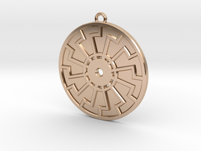 Sonnenrad - Black Sun - Sun Wheel Medallion in 9K Rose Gold 