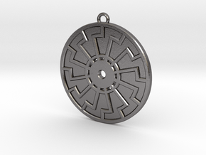 Sonnenrad - Black Sun - Sun Wheel Medallion in Processed Stainless Steel 316L (BJT)