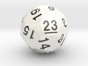 d23 Sphere Dice (White) in Smooth Full Color Nylon 12 (MJF)