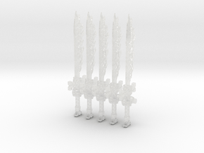 Flame Swords (x5 or x10)  in Clear Ultra Fine Detail Plastic: Extra Small