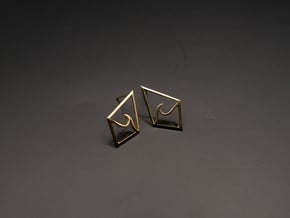 Wave Tie Translucent - Post Earrings in Natural Brass