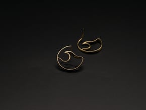 Wave Amulet I - Post Earrings in Natural Brass