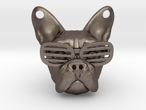 French Bulldog Pendant in Polished Bronzed Silver Steel