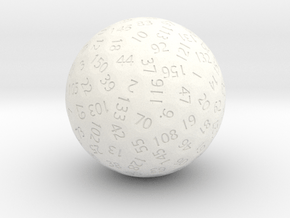 d160 Antipodal Sphere Dice in White Processed Versatile Plastic
