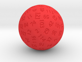 d121 Sphere Dice in Red Processed Versatile Plastic