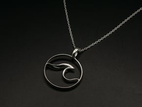 Wave Amulet II (full circle) in Natural Silver