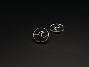 Wave Amulet II (full circle) - Post Earrings in Natural Silver