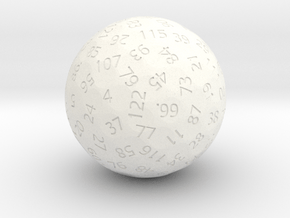 d127 Sphere Dice in White Processed Versatile Plastic