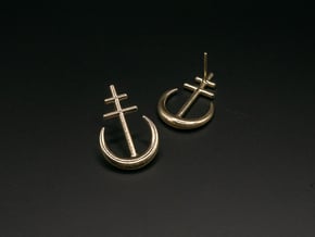 Runish Moon North - Post Earrings in Natural Brass