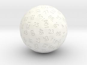 d129 Sphere Dice in White Processed Versatile Plastic