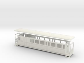 OO9 Large Tramway brake coach in White Natural Versatile Plastic