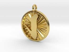 Stroke of Ashe with Light Rays Pendant in Polished Brass