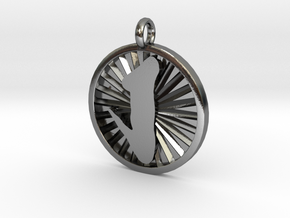 Stroke of Ashe with Light Rays Pendant in Polished Silver