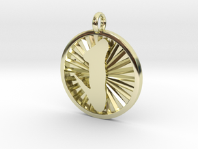 Stroke of Ashe with Light Rays Pendant in 14k Gold Plated Brass