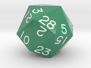 Sevenfold Polyhedral d28 (Green) in Smooth Full Color Nylon 12 (MJF)