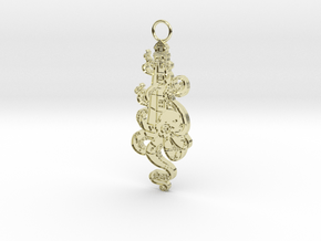 Lighthouse Octopus Pendant 48mx21m in 14k Gold Plated Brass