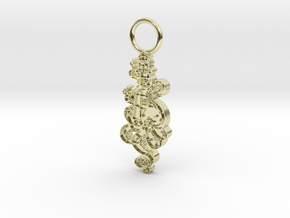 Lighthouse Octopus Pendant 30mm x 10mm  in 14k Gold Plated Brass