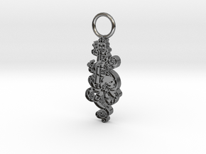 Lighthouse Octopus Pendant 30mm x 10mm  in Fine Detail Polished Silver