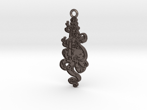 Lighthouse Octopus keychain 69mm x 28mm x 3mm in Polished Bronzed-Silver Steel