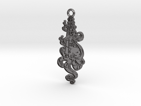 Lighthouse Octopus keychain 69mm x 28mm x 3mm in Processed Stainless Steel 316L (BJT)