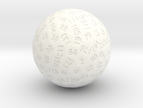d178 Antipodal Sphere Dice in White Processed Versatile Plastic
