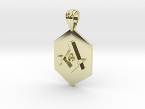 Masonic Diamond Shape Pendant  in 14K Yellow Gold