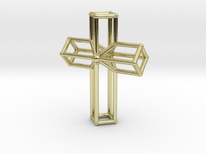 Cross Pendant Wireframe Design in 18K Yellow Gold