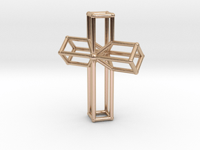Cross Pendant Wireframe Design in 9K Rose Gold 
