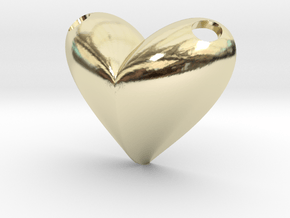 Heart Slider Pendant Puffy 3D Design in 9K Yellow Gold 