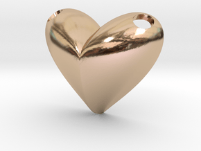 Heart Slider Pendant Puffy 3D Design in 9K Rose Gold 