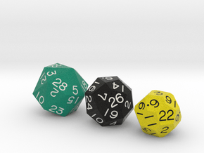 Set of three dice: d22, d26 and d28 in Matte High Definition Full Color