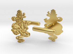 Octopus Lighthouse Cufflinks  in Polished Brass