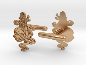 Octopus Lighthouse Cufflinks  in Polished Bronze
